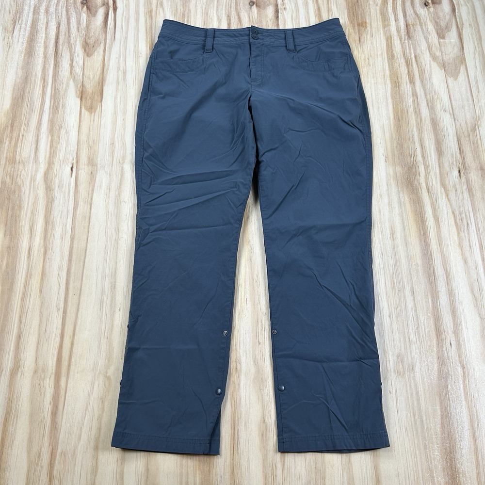 Eddie Bauer Womens 12P Travex Gray Crop Hiking Pants Snap Ankle Outdoor Travel